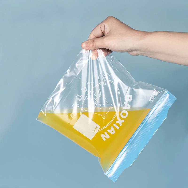 PE可定制可拆卸双拉链可扩展底部 无BPA防漏拉链塑料食品储存袋 冷冻储存专用